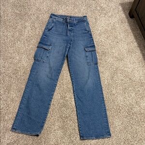 Express Denim Relaxed Straight Leg Cargo Jeans